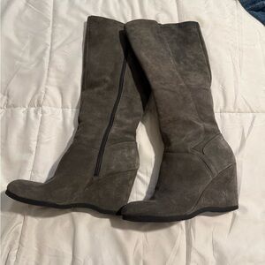 Nine West Gray Suede Wedge Boots